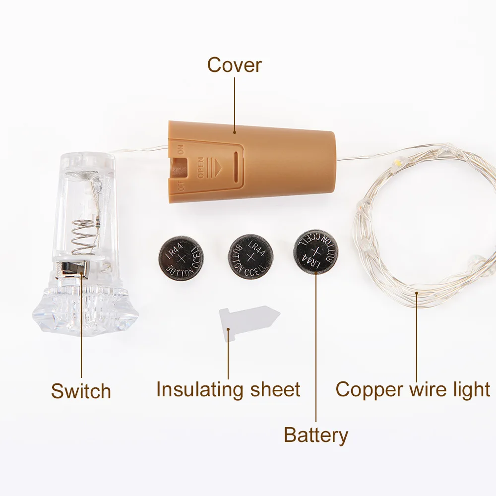 PheiLa LED Diamond Wine Stopper String Light Creative Fairy Garland Lamp String Button Battery Operated for Outdoor Indoor Decor