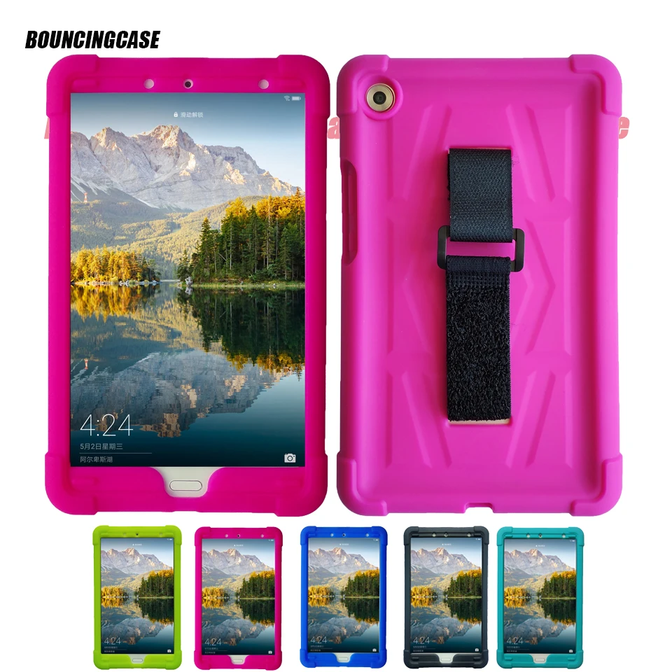 

Cover For Huawei Mediapad M5 8.4 Inch Tablet Bumper SHT-W09 AL09 Kids Friendly With Handstrap Silicone Rugged Case