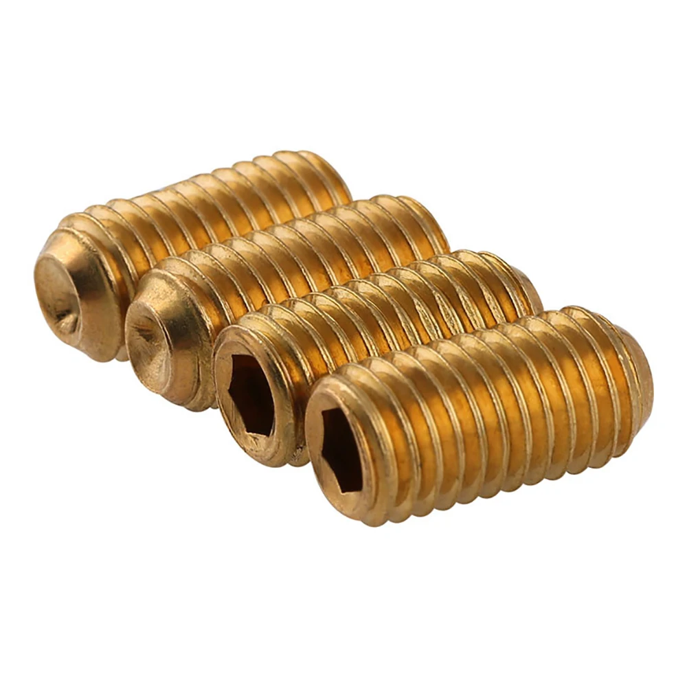 10Pcs M5x4mm~30mm Brass Hexagon Socket Set Screws With Cup Point Headless Screws Grub Screws DIN916