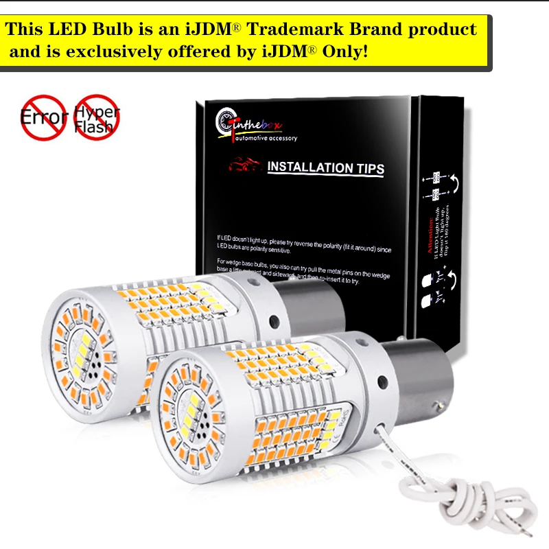No Hyper Flash BAU15S LED Canbus 7507 PY21W Switchback White/Amber LED Bulbs For Daytime Running Lights/Turn Signal Lights 12V