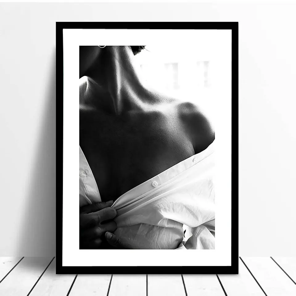 Female Shoulder Posters Prints Fashion Poster Nordic Wall Art Black White Canvas Painting Modern Wall Pictures For Living Room