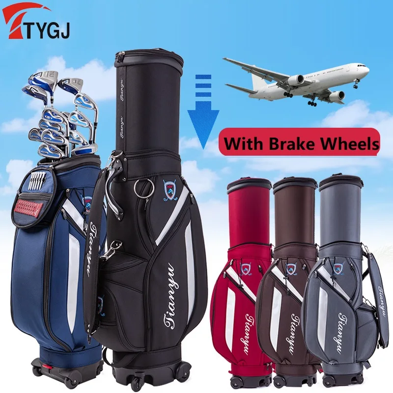 

2020 Telescopic Golf Standard Bag Waterproof Air Carrier Bag Styles with Brakes Four Wheel Large Capacity Aviation Packages