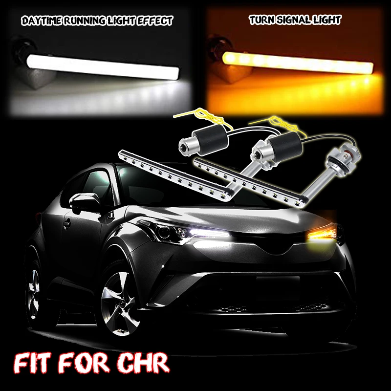 Gtinthebox 2PCS BAU15S PY21W Amber / White Sequential Flowing LED Front Turn Signal Light /DRL Strips For 2017-up Toyota C-HR