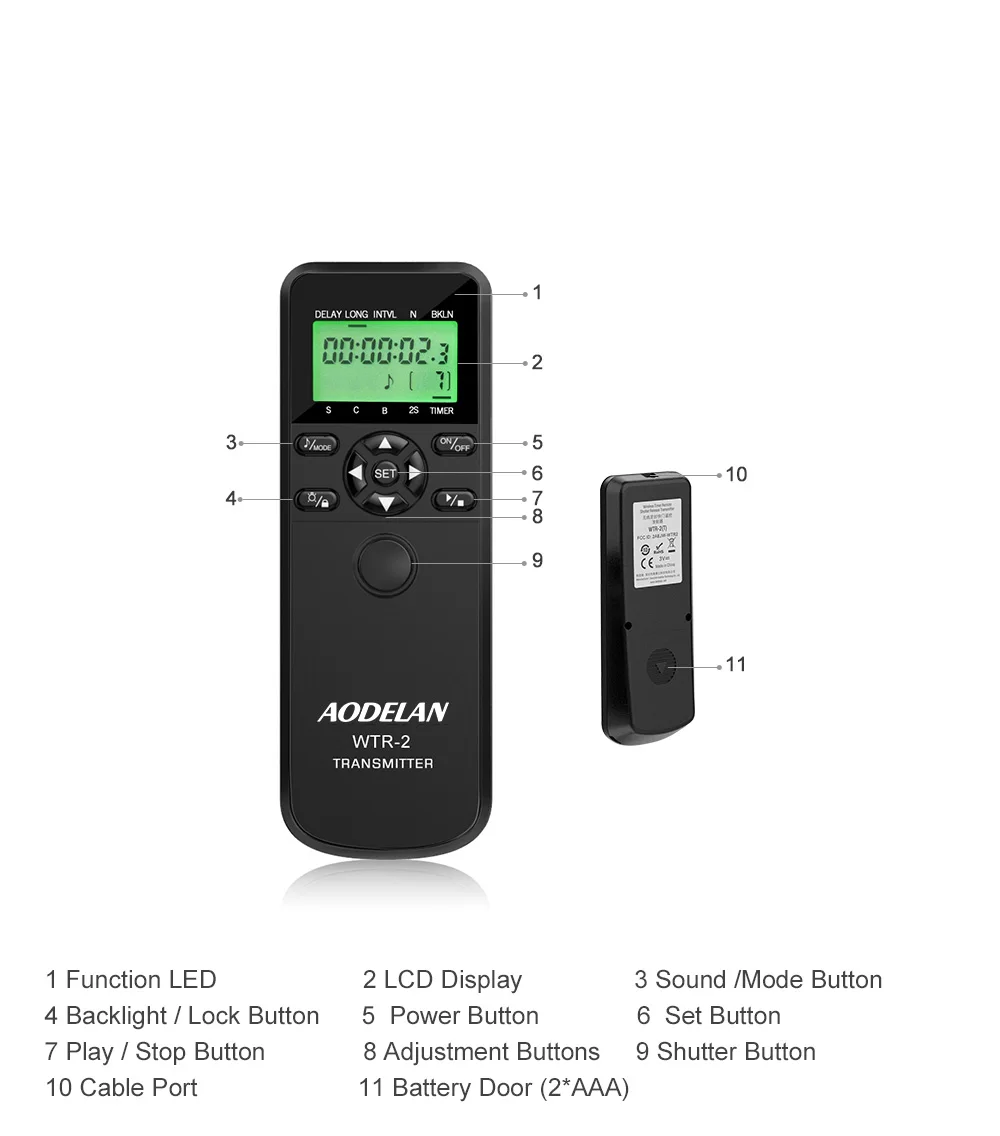 AODELAN Wireless Camera Timer Shutter Release Remote Control For Nikon D850 D6 D5 Z7II Z7 Z6II Z6 Z5 D780 P950 D810 P1000 P7800