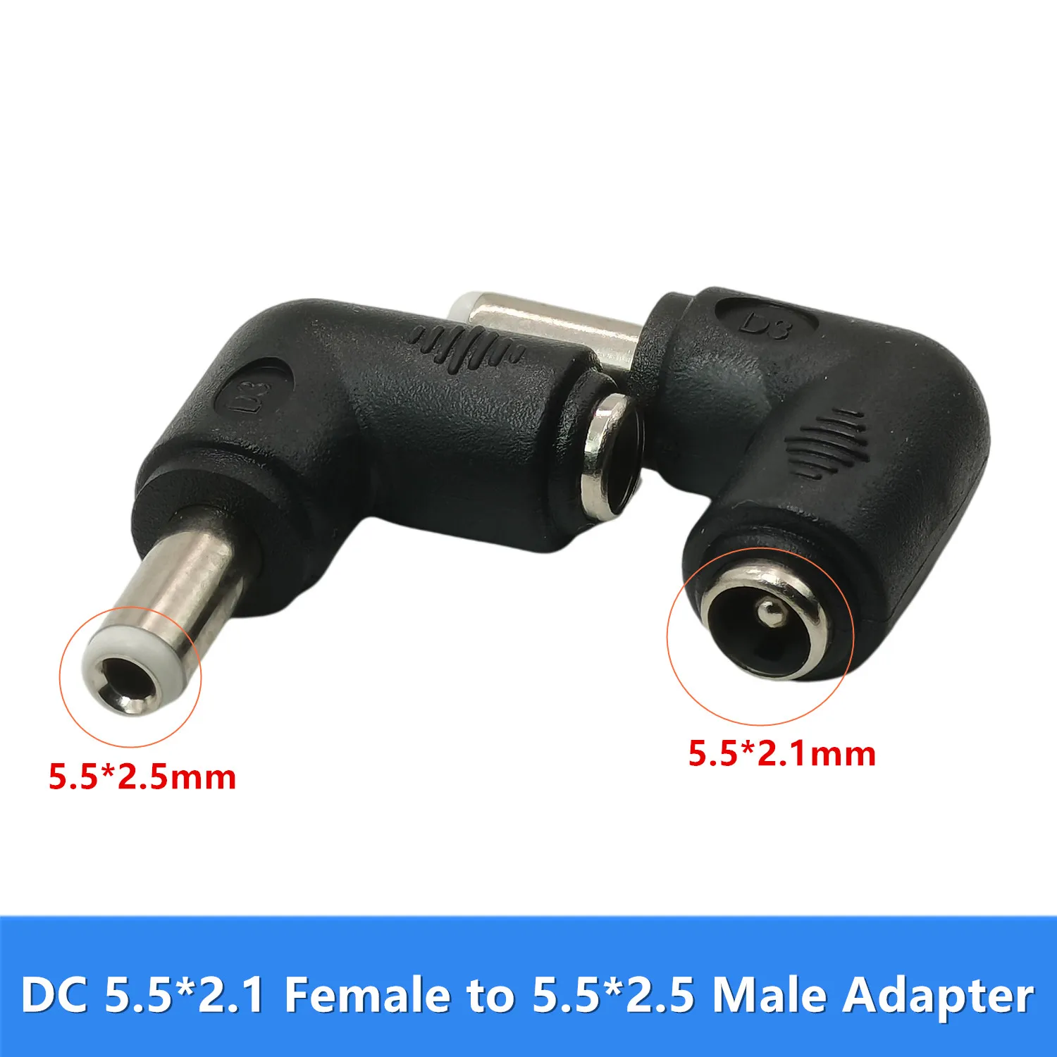 5.5 JACK * 2.1mm żeński na DC 5.5*2.5mm męski ADAPTER, konwerter 5.5x2.1mm do 5,5x2.5mm 5521 do złącza 5525 2-pak