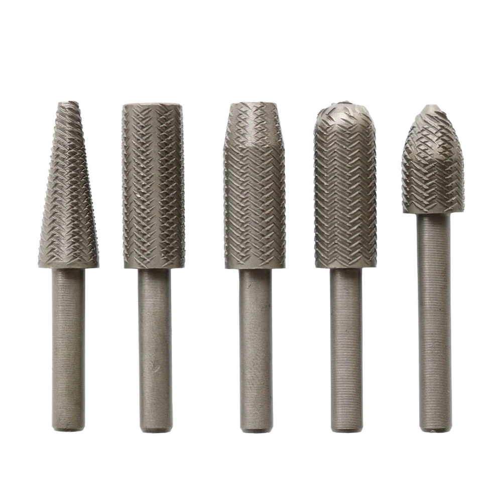 5 Pcs/Set Rotary Files Burr Drill Hss Rotating Thorn Head Polishing Accessories DIY Electric Grinding Head Woodworking Tools