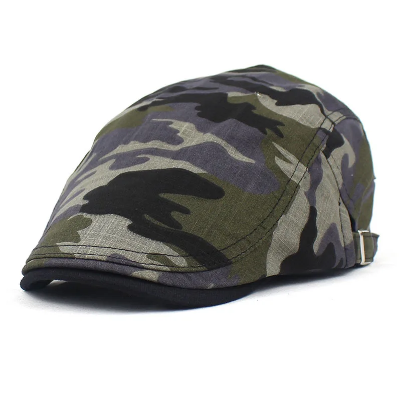 2024 Summer Camouflage Newsboy Caps Men Cotton Flat Peaked Cap Women Painter Beret Hats