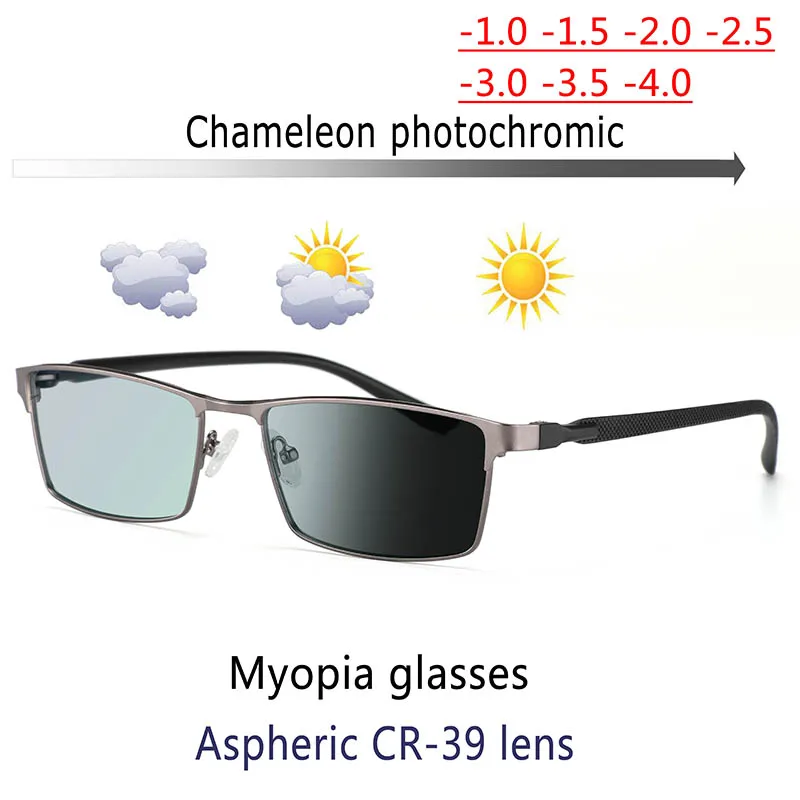 Photochromism Finished Nearsight Myopia glasses Eyeglasses Frames Degree Lens Diopters glasses -1 -1.5 -2 -2.5 -3 -3.5 -4