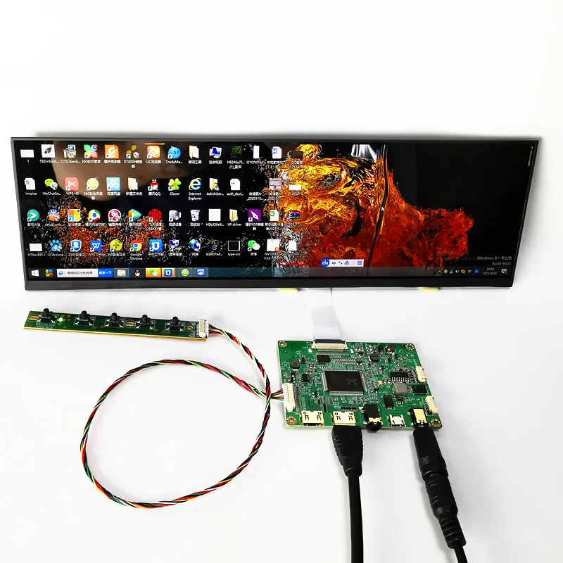 12.6 inch LCD display module kit HDMI-compatible 1920*515 for Raspberry Pi Display Computer Temperature Memory Display DIY Kits