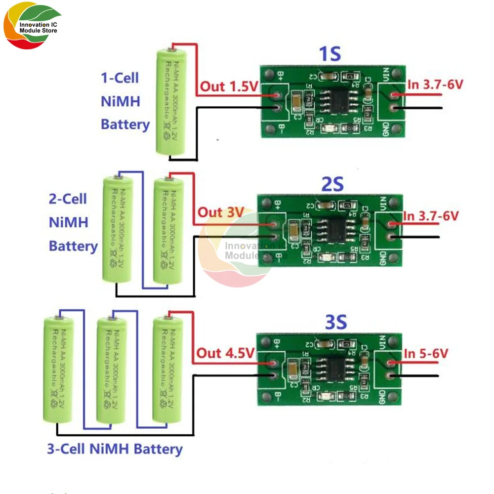 Lithium Battery Charging Module 1S 2S 3S CELL 1A Ni-MH Rechargeable Battery Charging Module 1.5V With Terminal 1.5V 3V 4.5V BMS