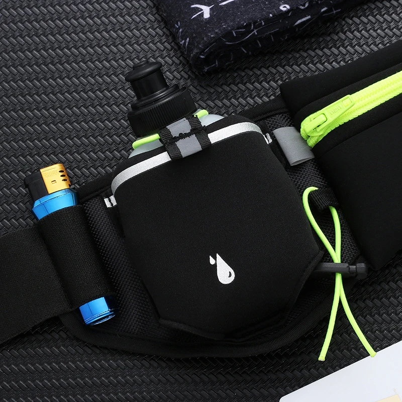 Esportes ao ar livre unisex maratona correndo cintura pacote de fitness multi-função chaleira bolsa de bolso duplo perto do telefone móvel fanny saco