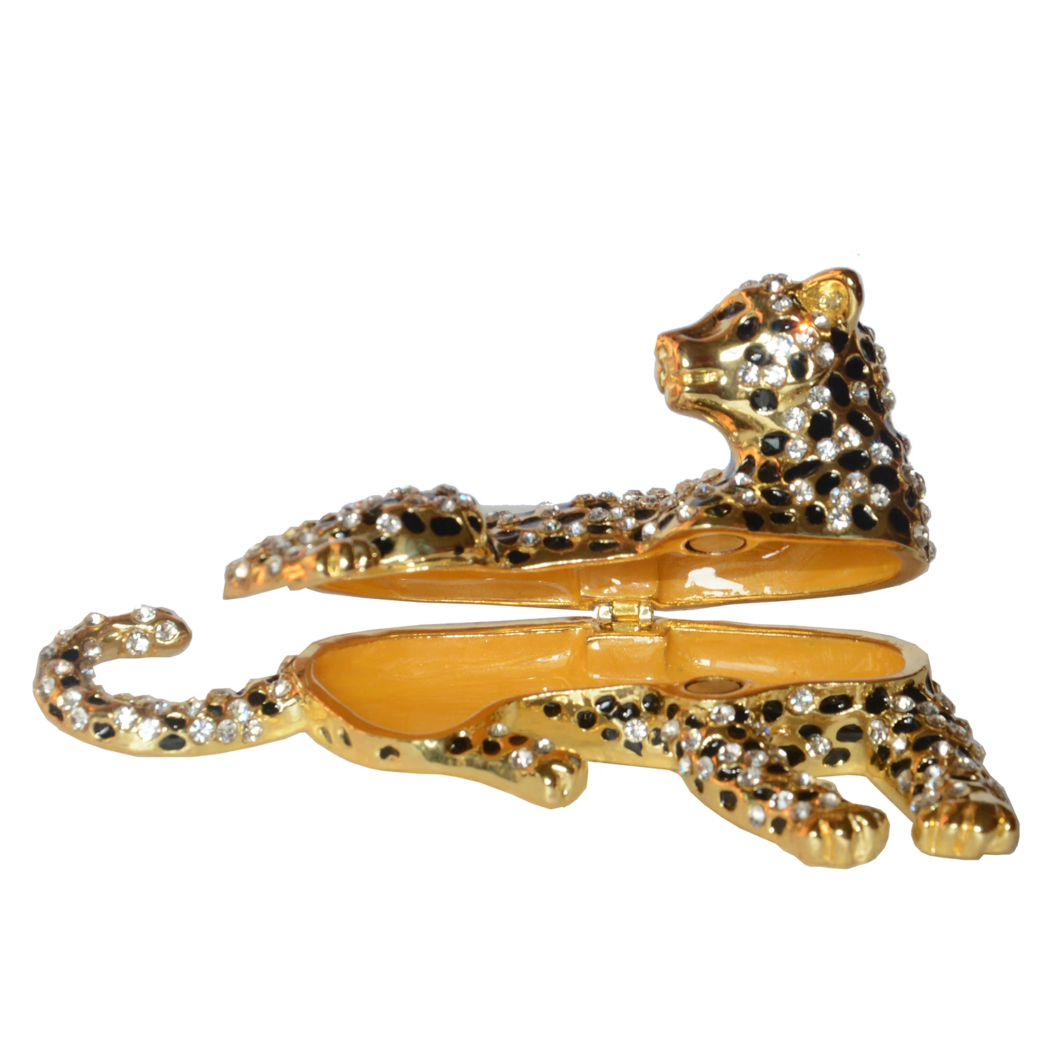 Leopard Jewelry Trinket Box, Metal Jewelry Container, Wildlife Animal Figurine view 4