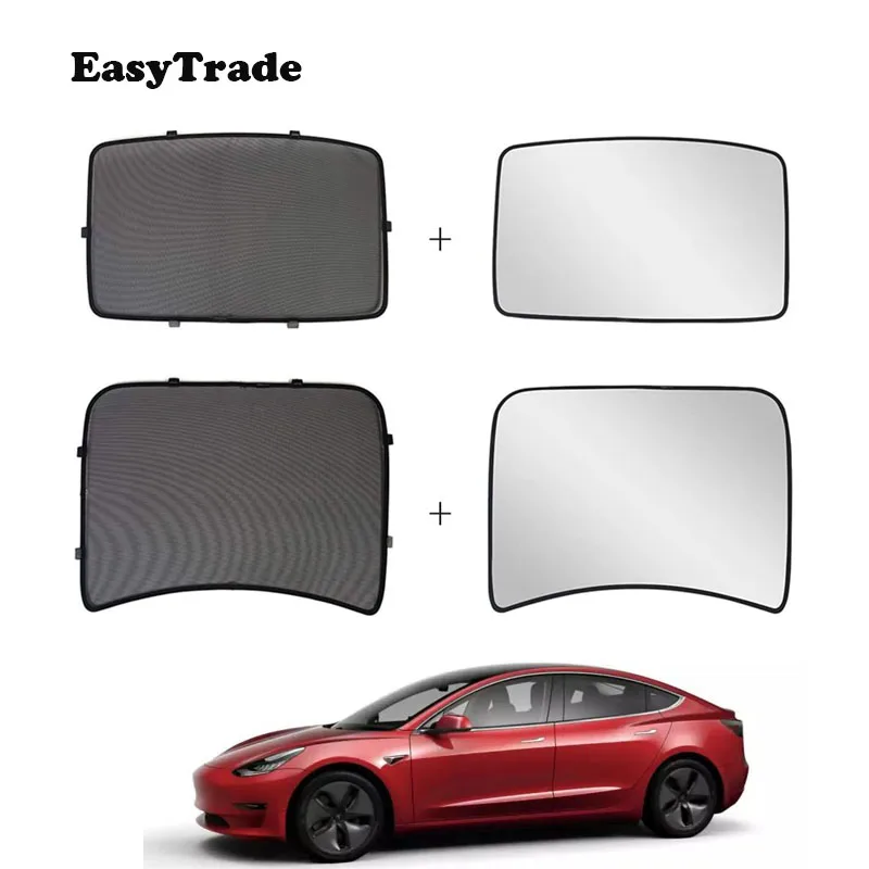 

For Tesla Model 3 Accessories Car Sunroof Sunshade Front Rear Overhead Roof Sunshade Sun Visor Sunscreen UV Heat Insulation Film