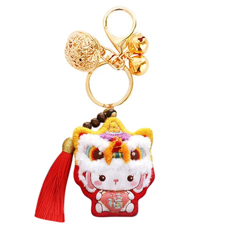 Traditional Lion Embroidery Diy Handmade Material Package Self-embroidered Pouch Pendant Keychain Safe Pendant Gift New Style