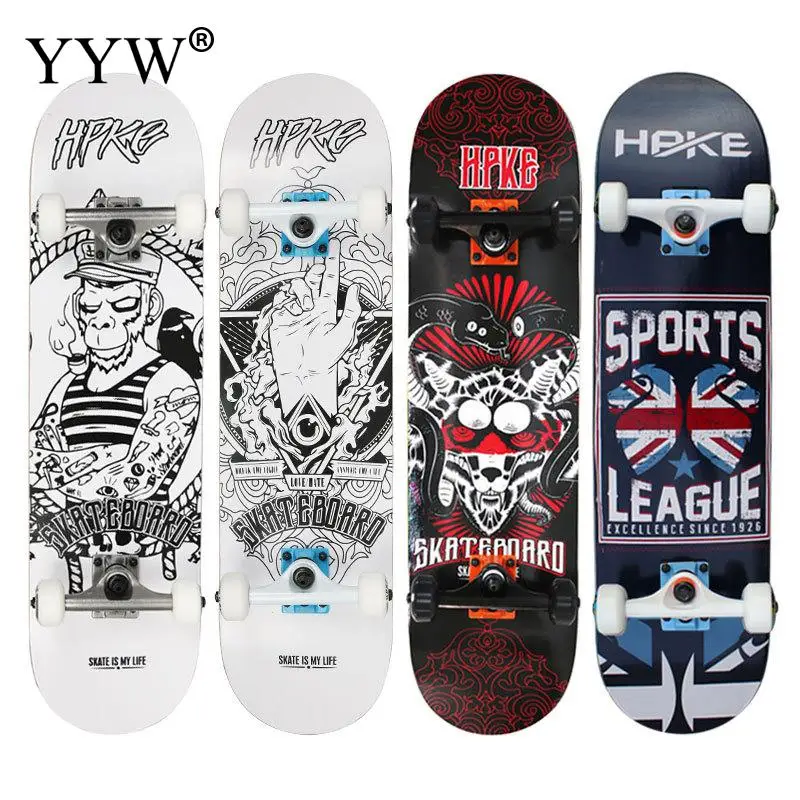 4 Wheel Skateboard Double Kicktail Cruiser Rocker Board Maple Sidewalk Skating Street Boy Girls Skate board Teenager Adult