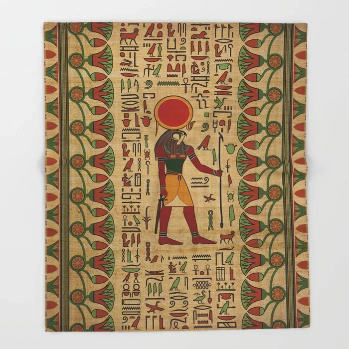 Egypt Cartoon Throw Blanket Cute Kids Design Egyptian Ornament on Papyrus Blankets for Beds Christmas Decorations for Home