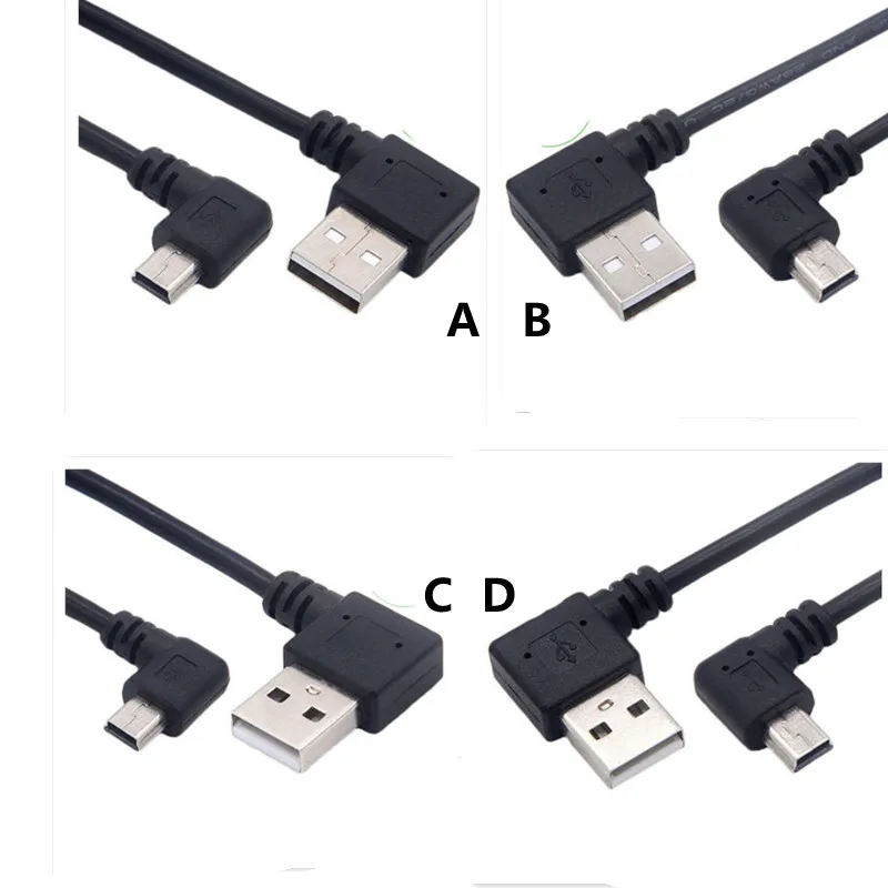 Mini USB Cable Right Angle 90 Male to Male USB to USB Cable Sync Data Charge 0.2m