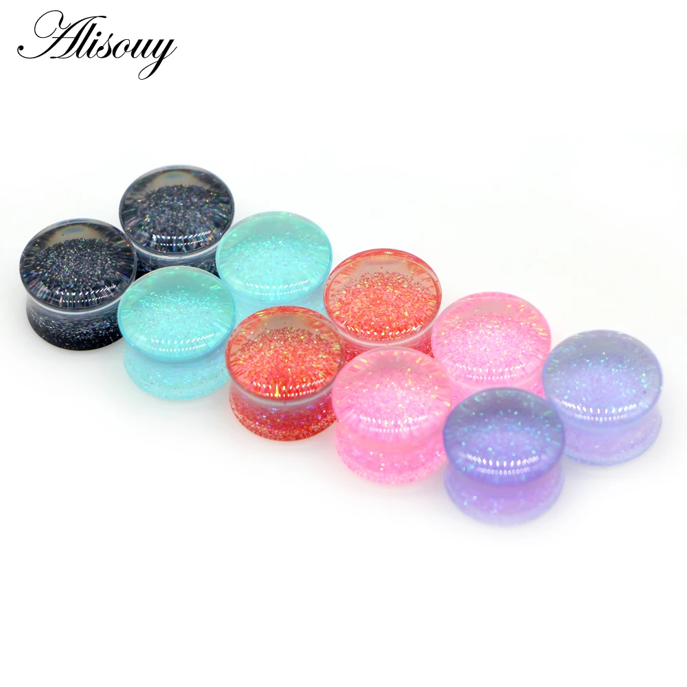 Alisouy 2Pcs Saddle Plugs Tunnels Acrylic Ear Flesh Tunnel Plug 8mm-30mm Ear Gauges Expander Stretcher Piercing Jewelry