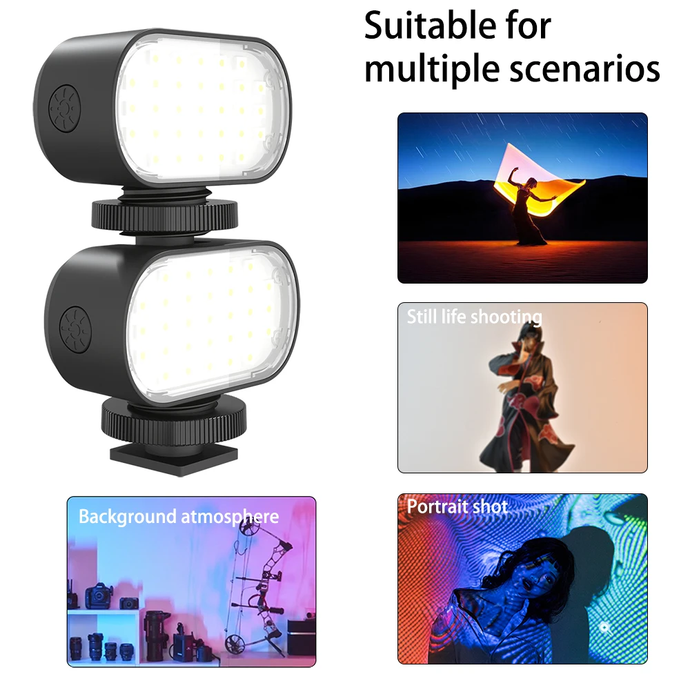 Ultra Mini Rechargable Video Light Adjustable Vlog Light for Youtube Selfie Live Type-C Charging Ligh for iphone huawei Xiaomi