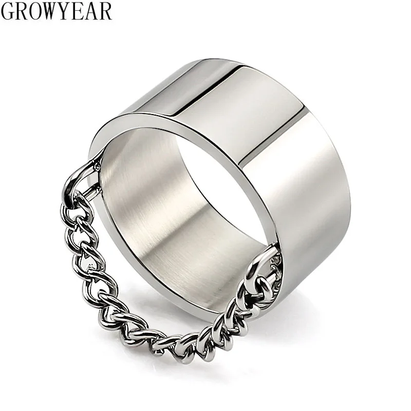 Punk Style Plain Blank Statement Metal Finger Rings for Women Men Military Simple Silver Gold Stainless Steel Rock Rings