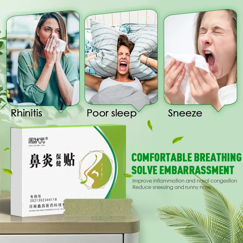 8Pcs/box Treat Rhinitis Patch Breath Nasal Strips Stuffy Itchy Runny Nose Sneeze Relief Sticker Smooth Breathing Medical Plaster