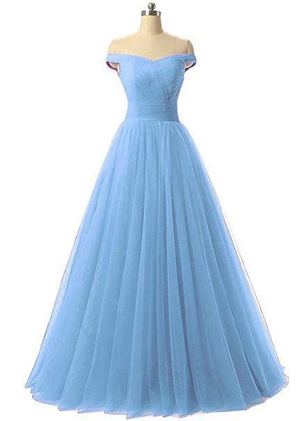 

Angelsbridep Short Sleeve Tulle Long Evening Dress Strapless Pleat Womens Dress Vestidos De Festa Formal Party Gown Lace-up