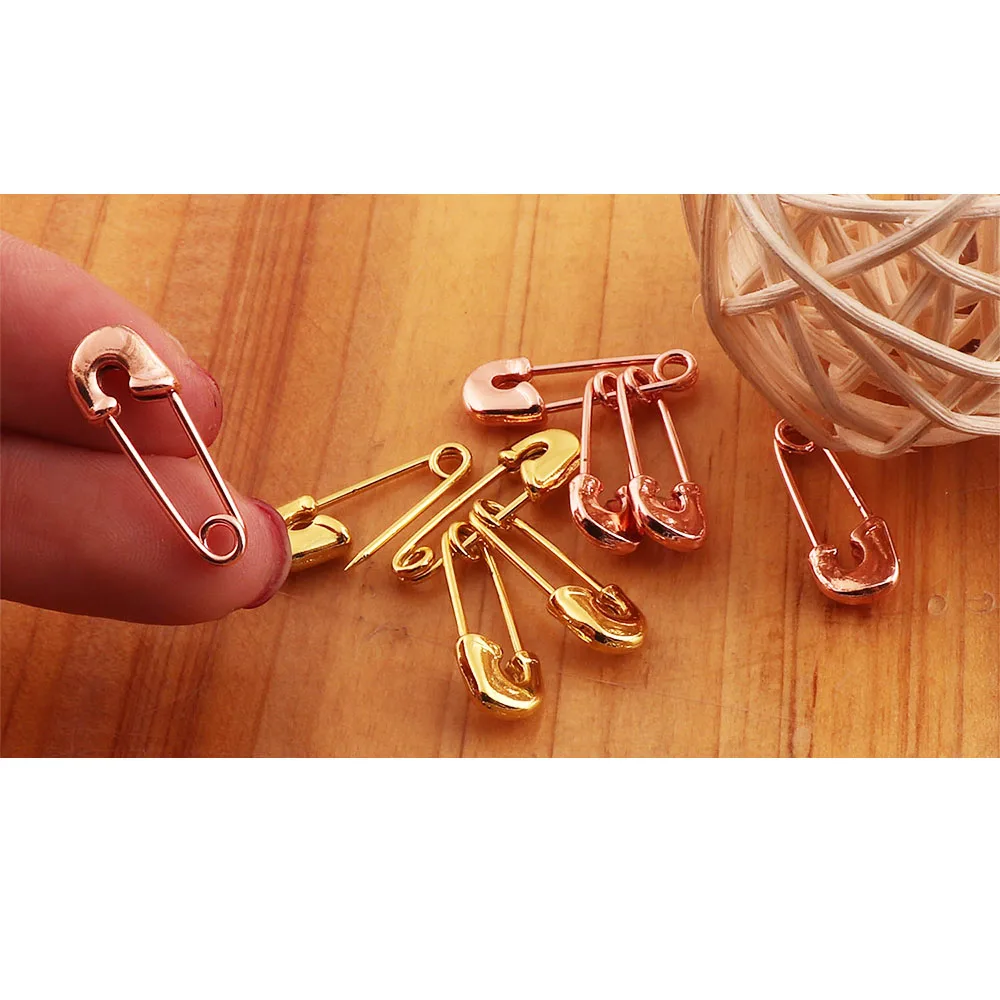 40 Pcs Rose Gold Safety Pins Craft Brooch Stitch Markers Loops Charms Jewelry Tag Fasteners DIY Sewing Tools Accessory Copper