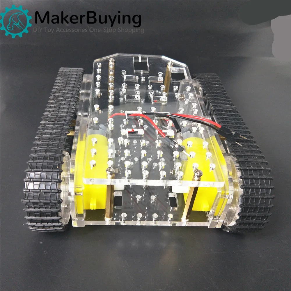 Chasis de tanque de Robot acrílico R4 transparente, fabricación CNC, plataforma hermosa para arduino