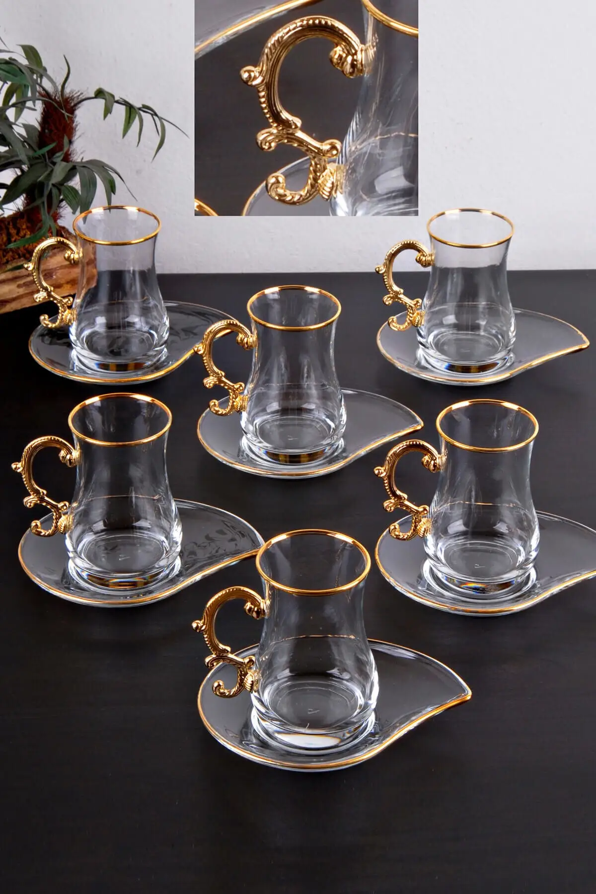 Uras Handle Cay Kit-Transparent Gold Asc-04-Sa English Tea Cup Glass Cup