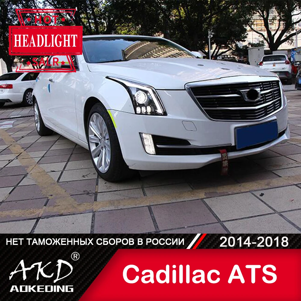 

AKD Head Light For Cadillac ATS-L ATS L 2014-2018 Headlights LED DRL Bi-Xenon Beam Fog lights angel eyes Auto accessories 2PCS