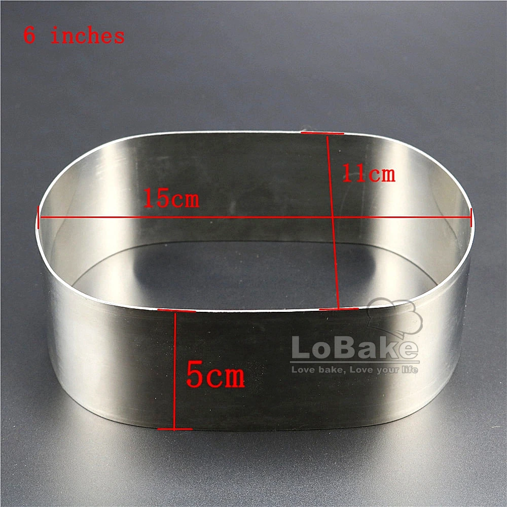 3 Sizes 6 8 10 Inches 5cm Height 304 Stainless Steel Oval Ellipse Mousse Ring Birthday Cake Mold Cheese Mould DIY Bakery Tools