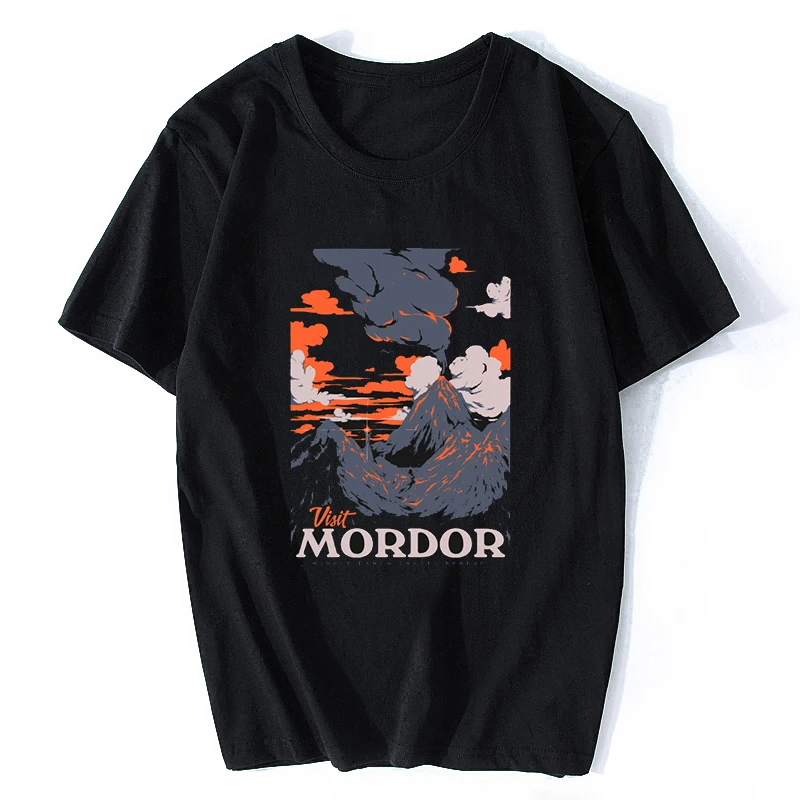 Visit Mordor Black T Shirt Men Print Casual Streetwear Harajuku T-Shirt Camiseta Masculina Tee Shirt Homme  Funny T Shirts