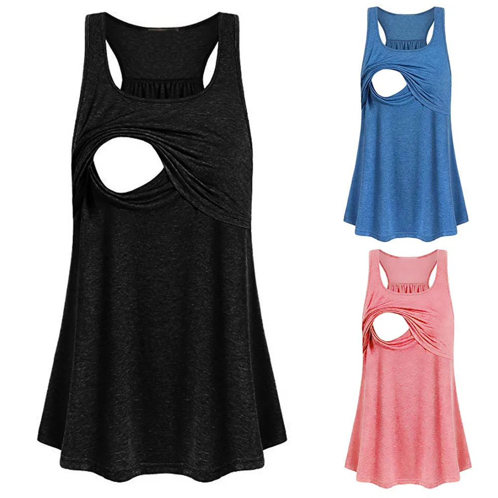 Shirts For Pregnant Women Maternity Loose Comfy Pull-up Nursing Tank Tops Vest Breastfeeding Shirt Tees Casual O-neck Shirts