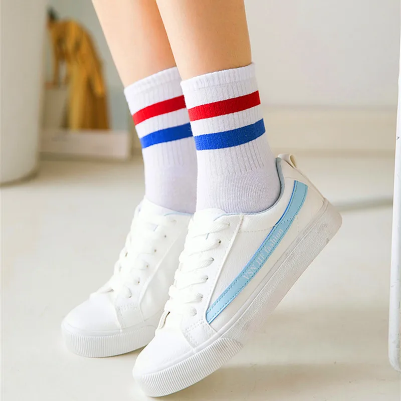 

5 Pairs Women Socks White Black Sports Sock School Girls Harajuku Cotton Socks Female Autumn Striped Fashion Ladies Casual Socks