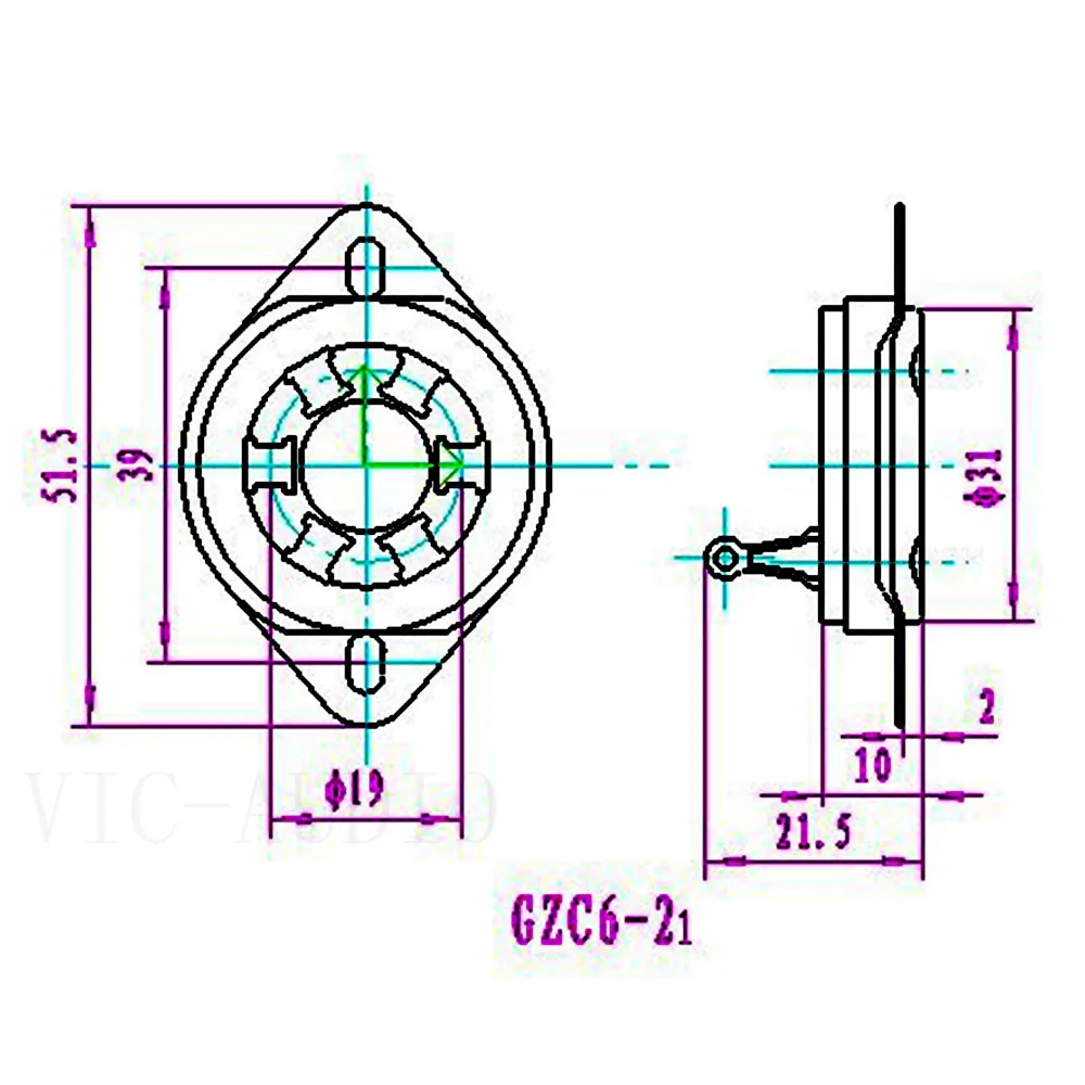 6Pin Tube Socket GZC6-2 Ceramic Gold Plated For VT57 VT58 6D6 RK49 6C6 WE310 310A Vacuum Tube Socket Amplifier HIFI DIY