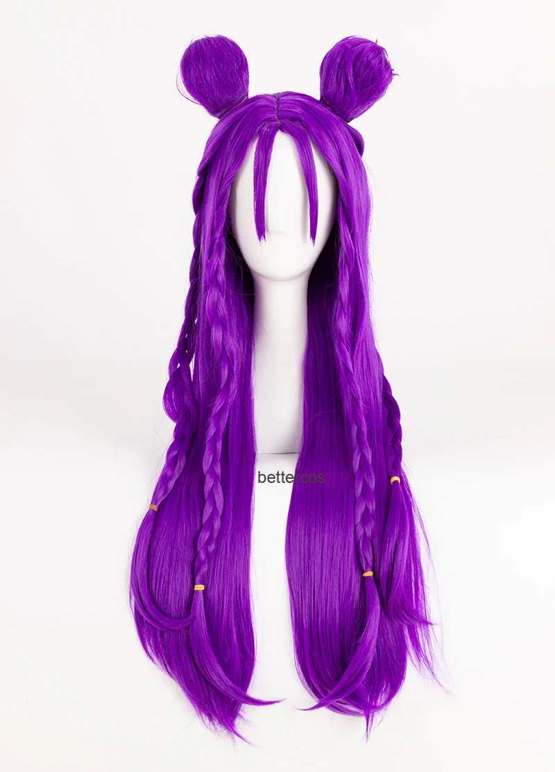 LOL KDA Kaisa Cosplay Wig Daughter of the Void Kaisa 80cm Long Purple Straight Heat Resistant Synthetic Hair Wig + Wig Cap