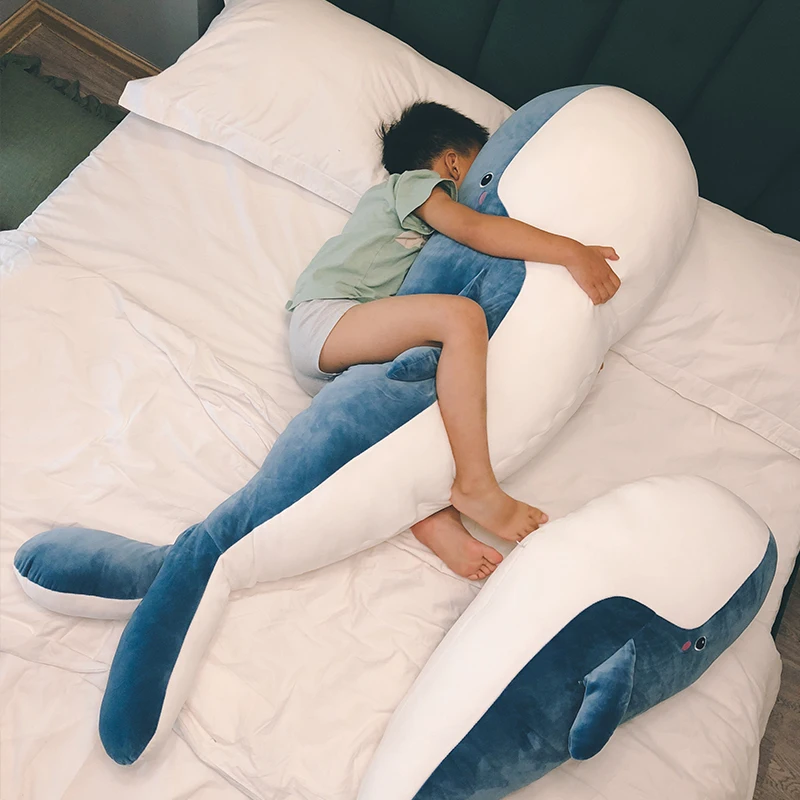 

New Soft Animal Whale Plush Toy Super Cute Cartoon Sea Blue Whale Stuffed Doll Pillow for Children Gift Deco 59inch 150cm