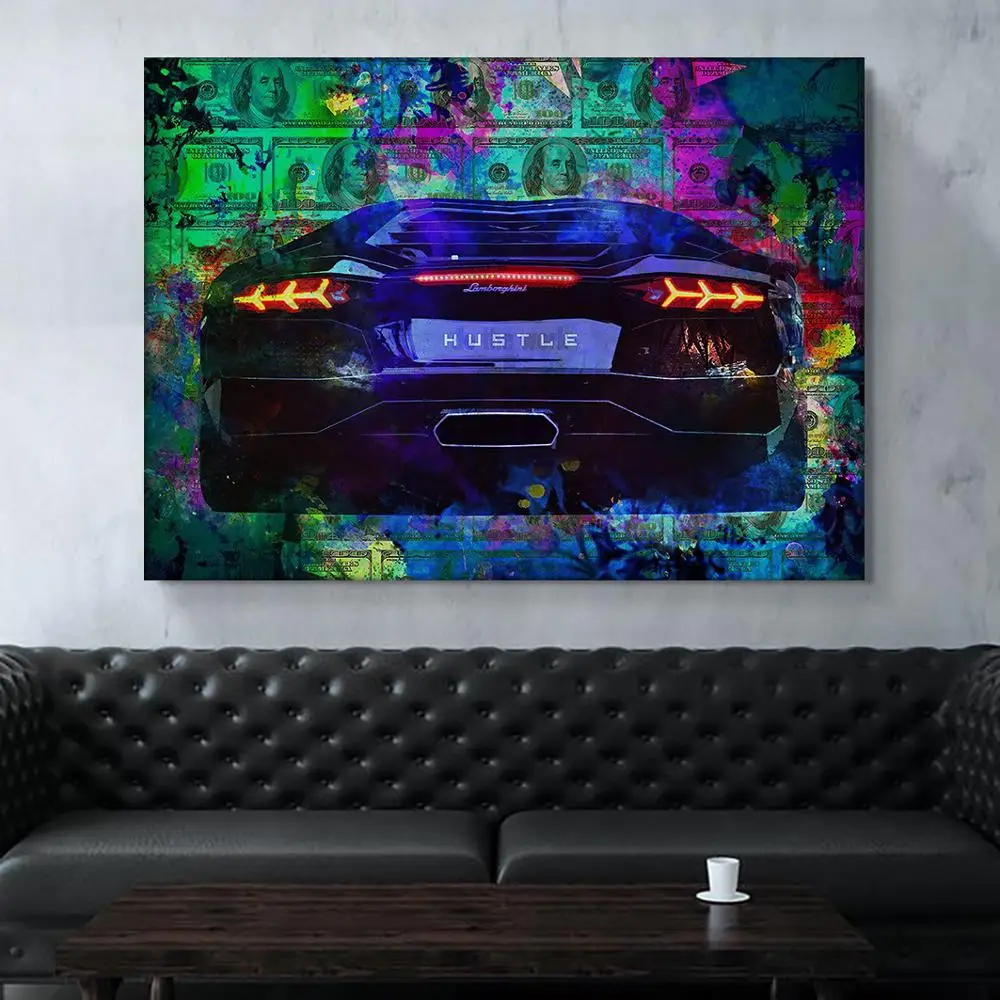 HD Print Painting Black Car Graffiti Home Decor Canvas Poster Cool Gift Modular Pictures Modern Living Room No Frame Wall Art
