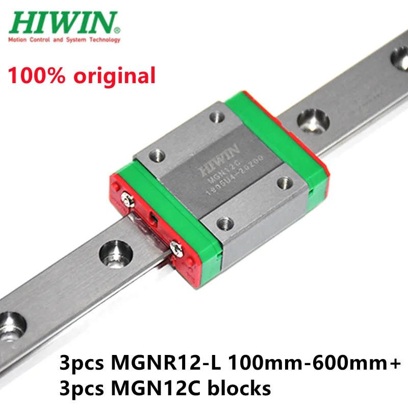 

3pcs Original Hiwin rail MGNR12 -L 100mm/200mm/300mm/330mm/350mm/400mm/500mm/600mm + 3pcs MGN12C linear blocks for cnc