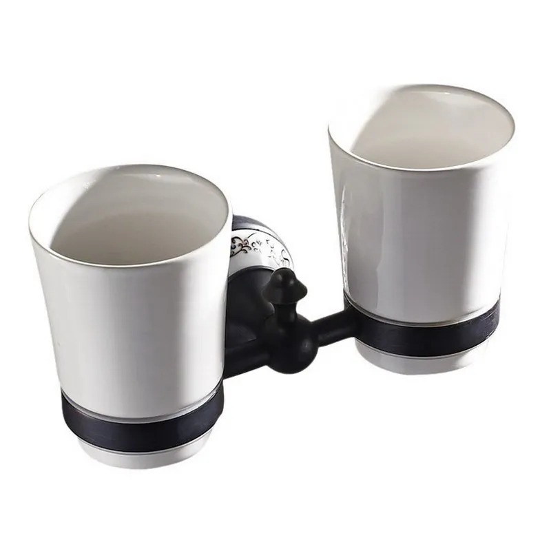 

Black Oil Brass Double Tumbler Holder Cup & Tumbler Holders Toothbrush Holder Bathroom Accessories