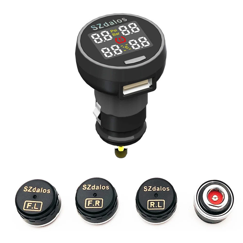 

Newest szdalos TP200 Wireless tpms Tire Pressure Monitor System tmps with cigarette charger External Sensor