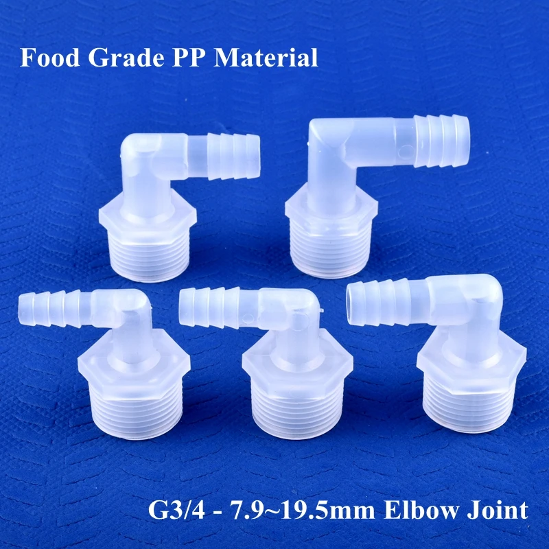 

5~200pcs G3/4 To 7.9~19.5mm Food Grade PP Pagoda Elbow Connector Garden Irrigation Water Hose Joint Aquarium Fish Tank DIY Joint