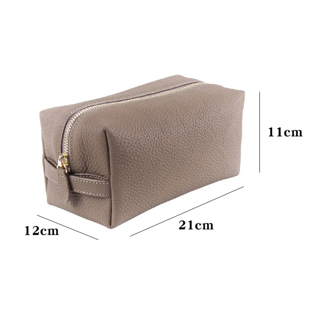 Zency Genuine Leather Makeup Bag Fashion Simple Cosmetic Bag Women Toiletry Organizer Case Lady Travel Portable Storage Pouch