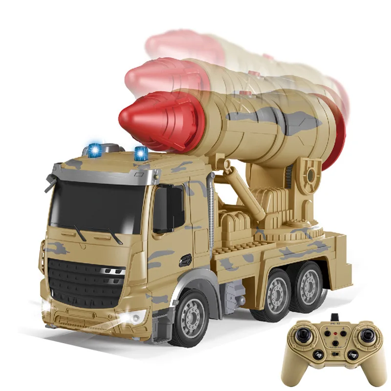 Modèle de véhicule jourle militaire avec fonction de lancement, camion radio RC, voiture solitaire, lance-roquettes, jouets pour garçons, 10 canaux, 1/24G, 2.4