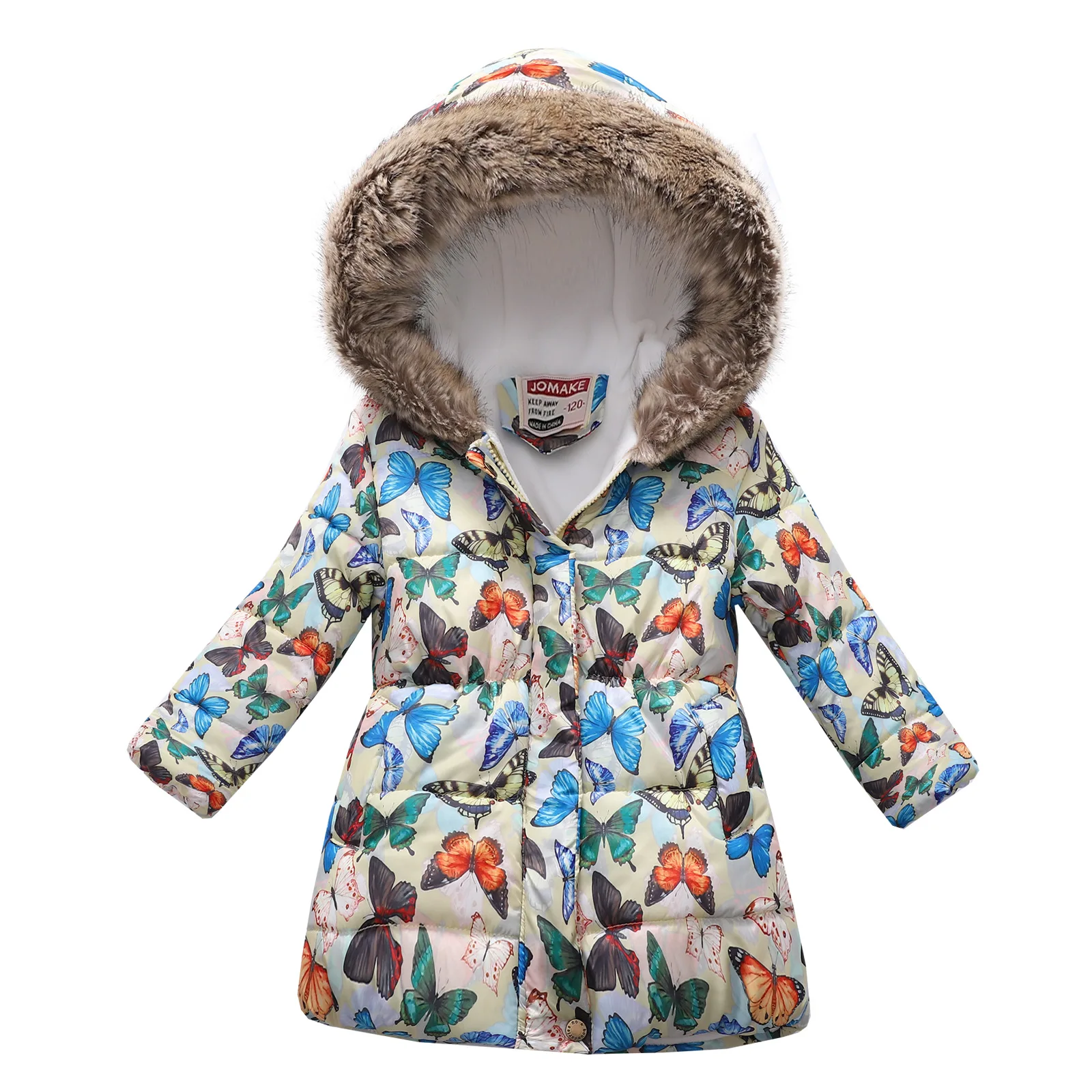 2023 new thickened multicolor winter girl jacket fashion printed hooded jacket children wear plus velvet warm girl jacket Christ