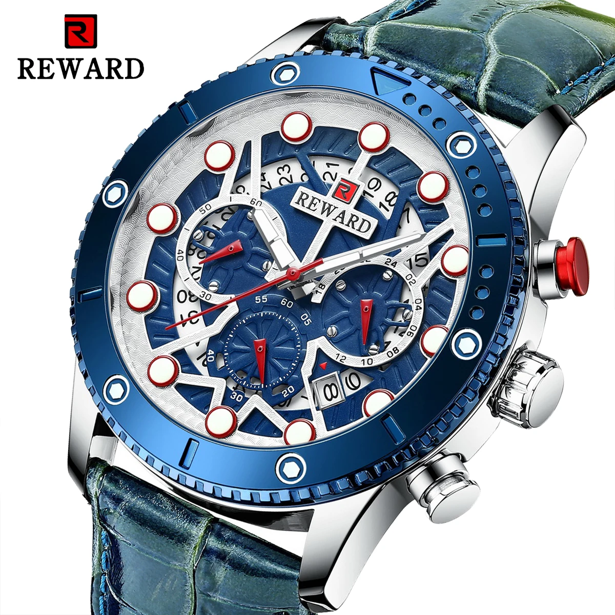 Ricompensa VIP orologio in pelle da uomo cronografo impermeabile quadrante grande Sport moda orologio da polso al quarzo orologio maschile Relogio Masculino