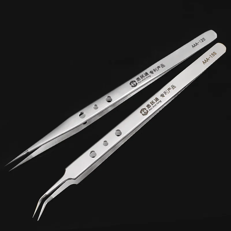 

Electronics Industrial Tweezers ESD Curved Straight Tip Precision Stainless Steel Forceps SMD soldering Phone Repair Hand Tools