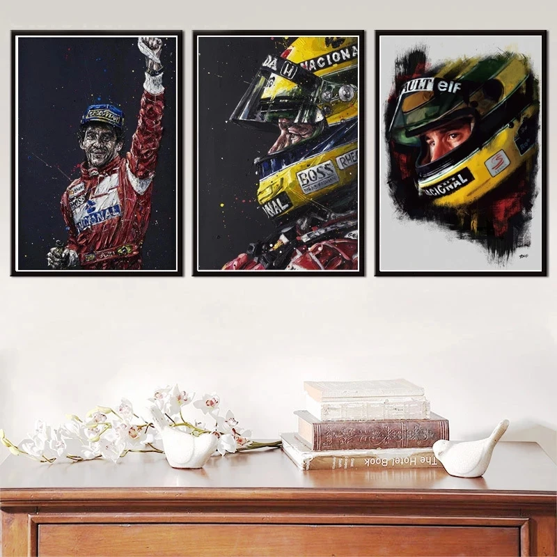 Ayrton Senna Formula Legend Star Champion Race Car Canvas Painting Vintage Poster and Prints Wall Art Picture for Home Decor