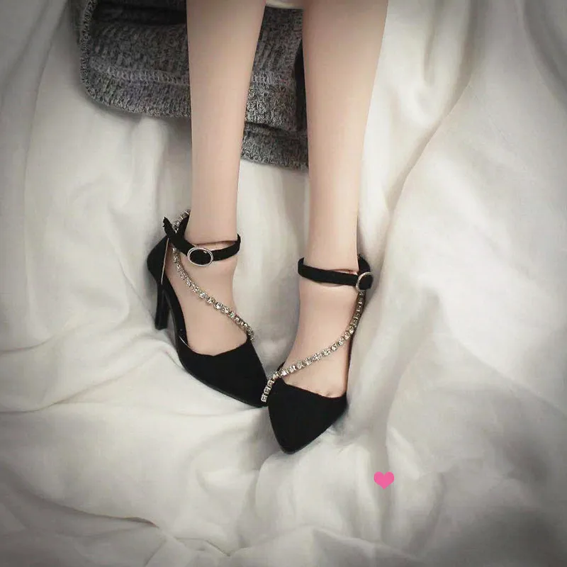 BJD doll shoes are suitable for the 1/3  SD16 AS size of the fashionable new all-match chain high-heeled shoes with pointed toes