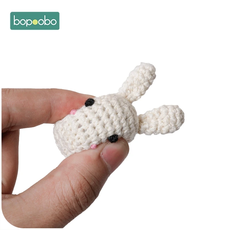 10pc Food Grade Bunny Teether Crochet Beads For Dummy Pacifier Clip DIY Wood Jewelry Making For Teeth  Baby Product